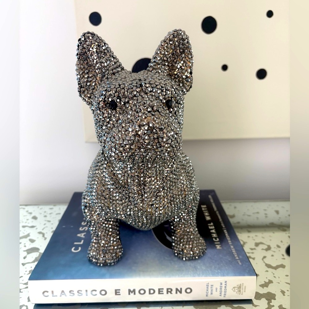 Rhinestone French Bulldog Piggy Bank Statue